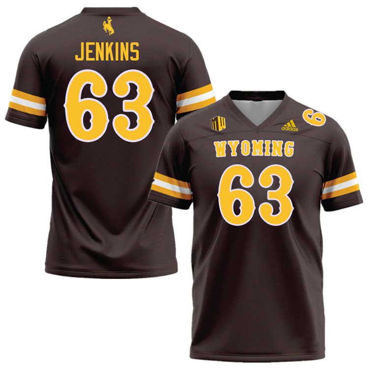 Wyoming Cowboys #63 Braylon Jenkins College Football Jerseys Stitched-Brown